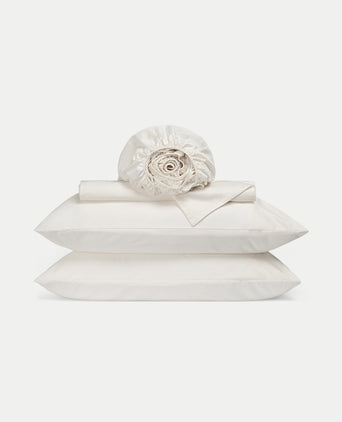 Duvet Cover Set & Fitted Sheet Egyptian Cotton Sateen | Cream Duvet Cover Set & Fitted Sheet Egyptian Cotton Sateen | Cream
