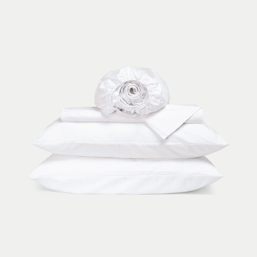 Duvet Cover Set & Fitted Sheet Percale White