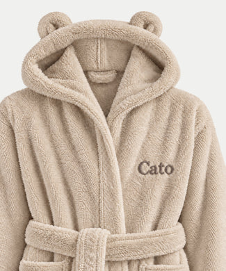 Bathrobe Kids zero-twist cotton with embroidery | Latte Bathrobe Kids zero-twist cotton with embroidery | Latte