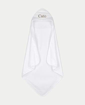 Baby Hooded Towel zero-twist cotton with embroidery | White Baby Hooded Towel zero-twist cotton with embroidery | White