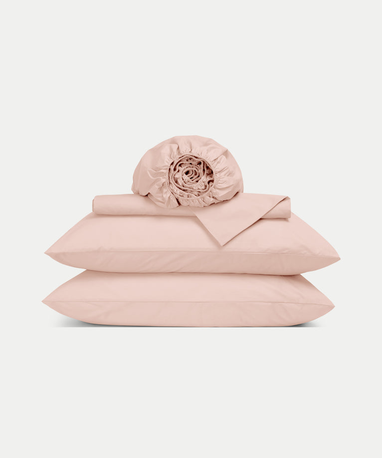 Duvet Cover Set & Fitted Sheet Percale Blush Pink