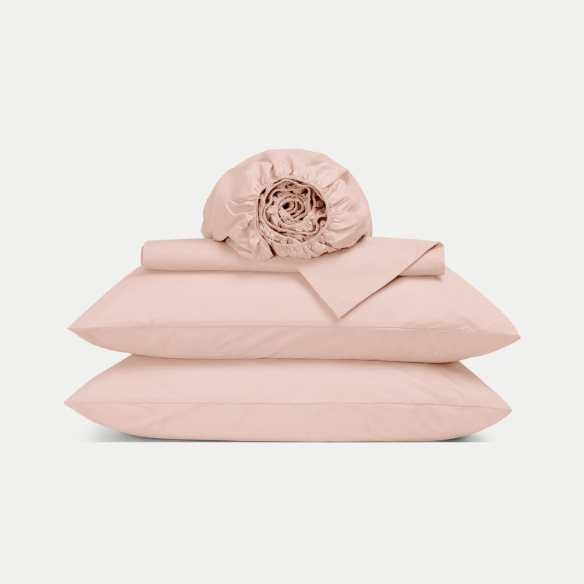 Duvet Cover Set & Fitted Sheet Percale Blush Pink