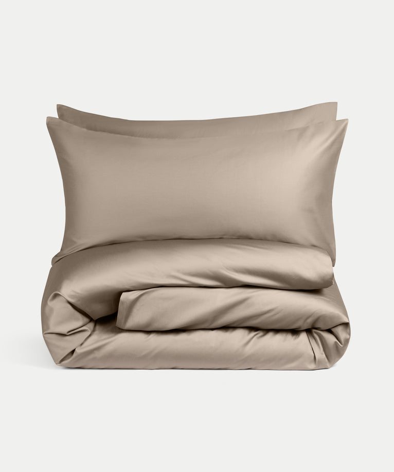 Duvet Cover Set & Fitted Sheet Egyptian Cotton Sateen | Champagne