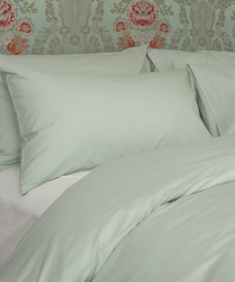 Set of 2 Pillowcases Egyptian Cotton 400TC Percale | Pastel Green
