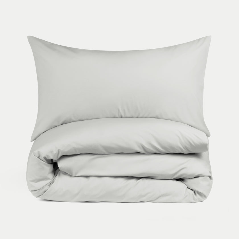 Duvet Cover Set & Fitted Sheet Percale Silver Grey