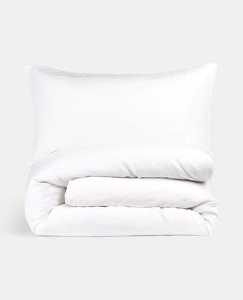 Duvet Cover Set 100% Washed Linen | White Duvet Cover Set 100% Washed Linen | White