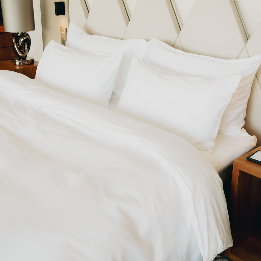 Okura Duvet Cover Set Egyptian Cotton 600TC Sateen | White