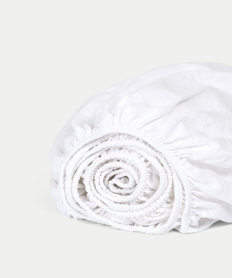 Duvet Cover Set & Fitted Sheet Washed Linen White