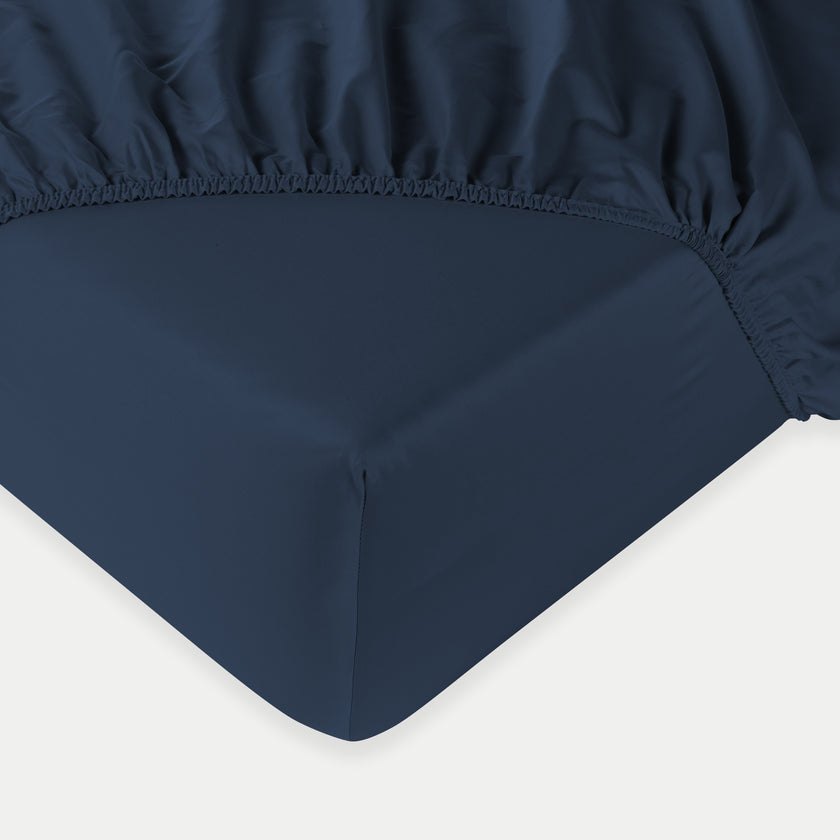 Fitted Sheet Egyptian Cotton Sateen 400TC | Harbour Blue