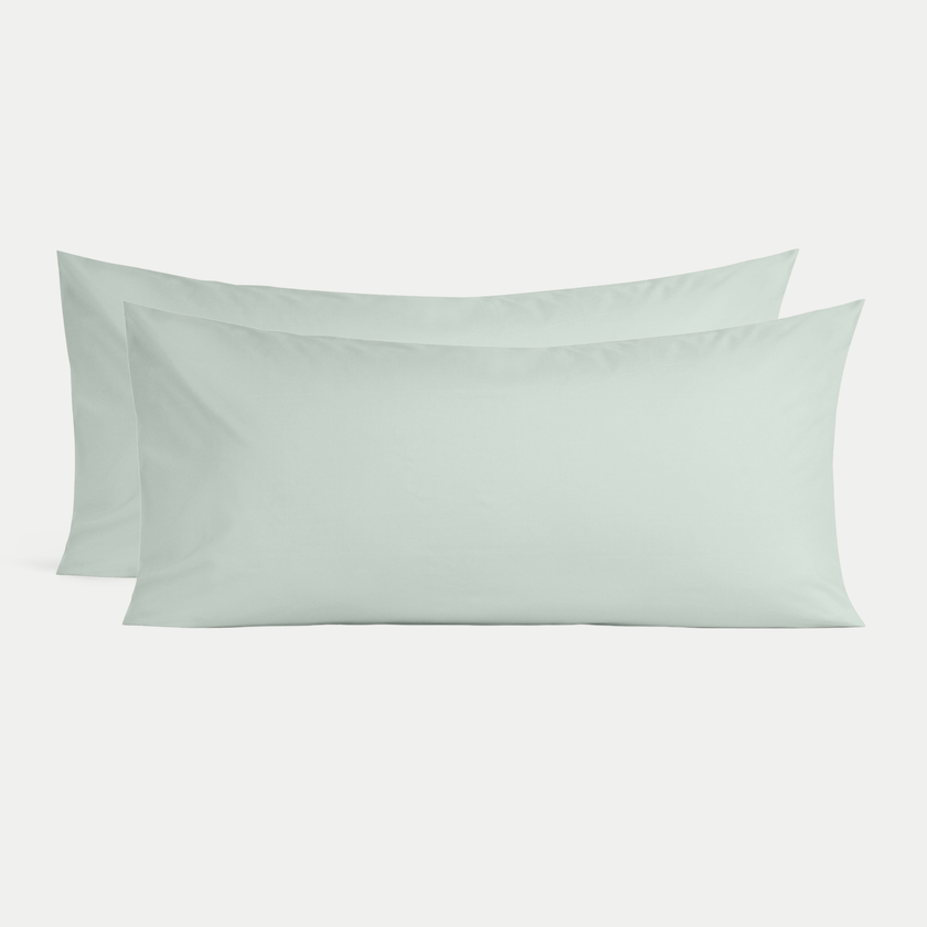Set of 2 Pillowcases Egyptian Cotton 400TC Percale | Pastel Green