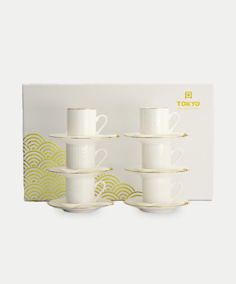 18-piece Tokyo Design Studio Espresso Set β Nippon White Gold Rim