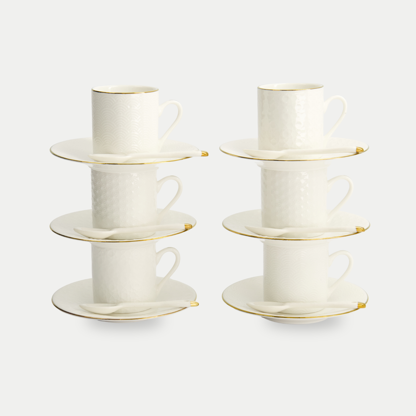 18-piece Tokyo Design Studio Espresso Set β Nippon White Gold Rim