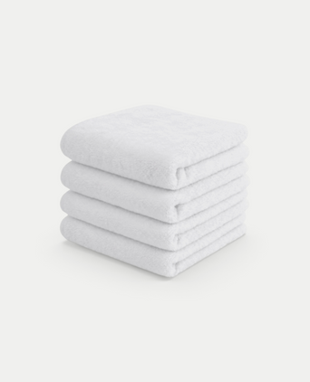 Guest towel zero-twist cotton 30x30 cm (4 pcs) | White Stapel van vier zachte witte DOUXE handdoeken van hoogwaardig katoen