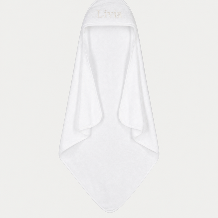 Badcape Baby zero-twist katoen met borduursel | Wit