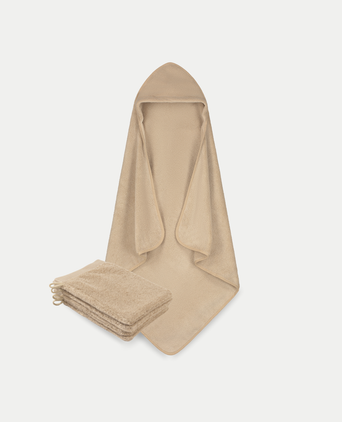 Baby Hooded Towel & Washcloths Latte