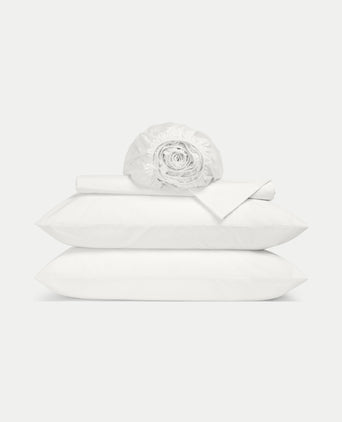 Duvet Cover Set & Fitted Sheet Percale Chalk White