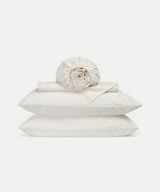 Duvet Cover Set & Fitted Sheet Egyptian Cotton Sateen | Cream