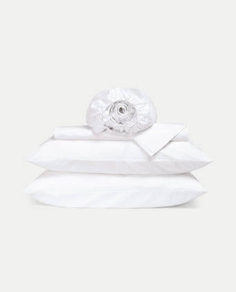Duvet Cover Set & Fitted Sheet Percale White