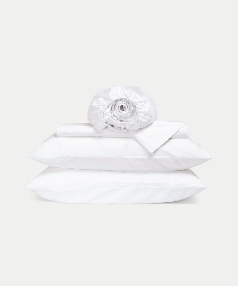 Duvet Cover Set & Fitted Sheet Percale White