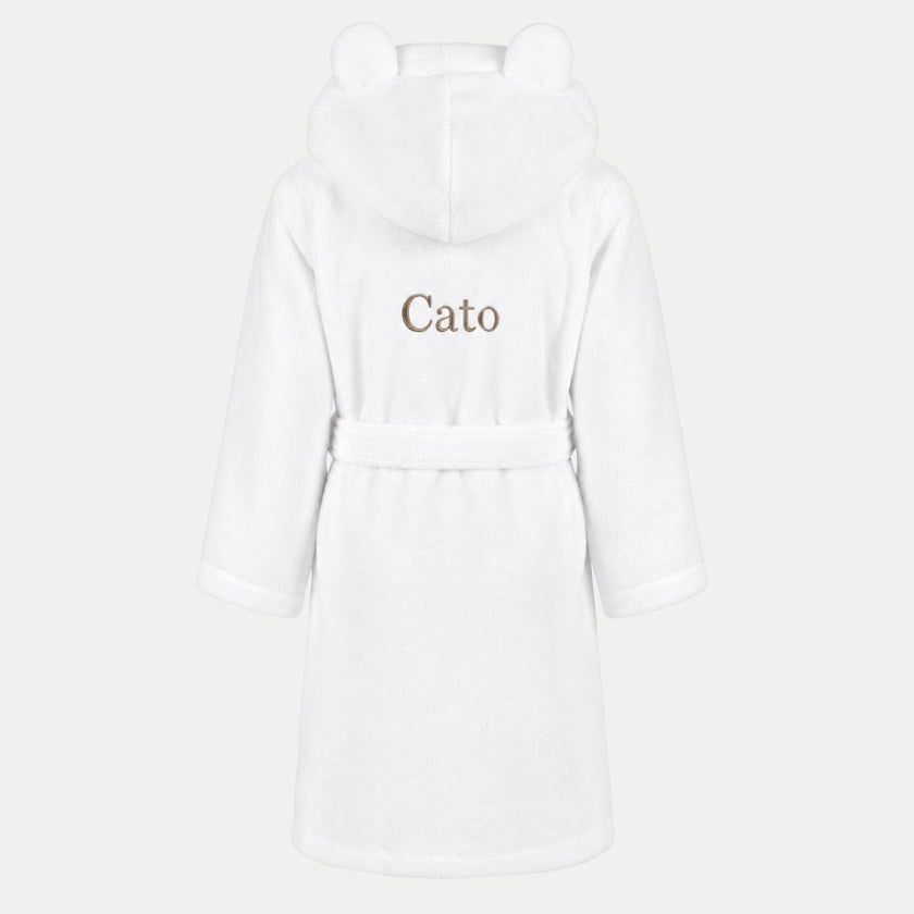 Bathrobe Kids zero-twist cotton with embroidery | White