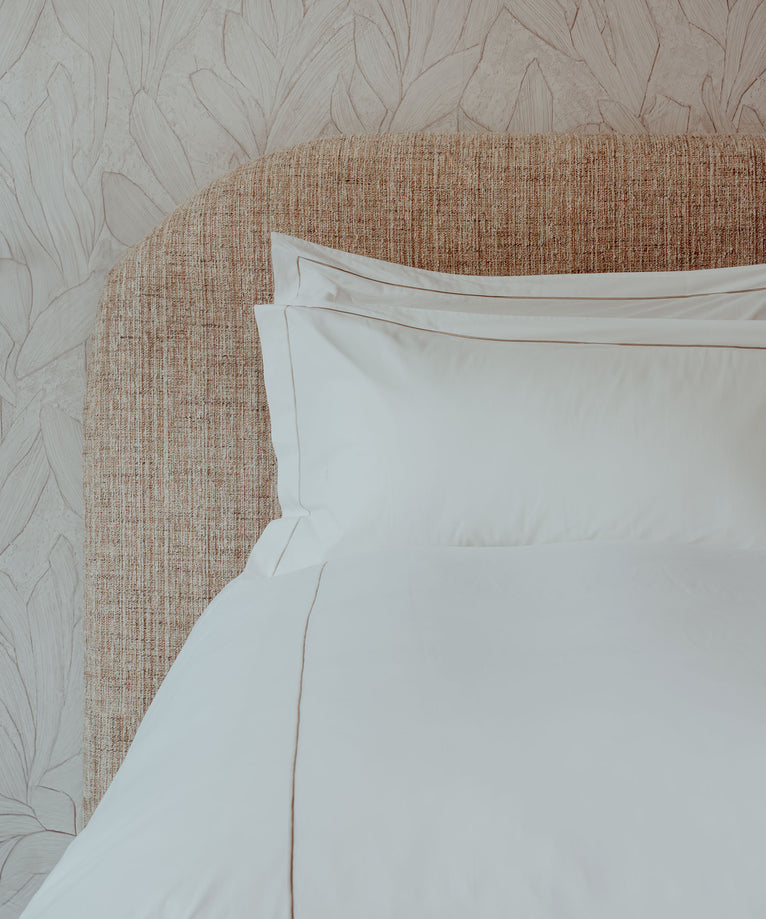 Duvet Cover Set & Fitted Sheet Percale Carmel White