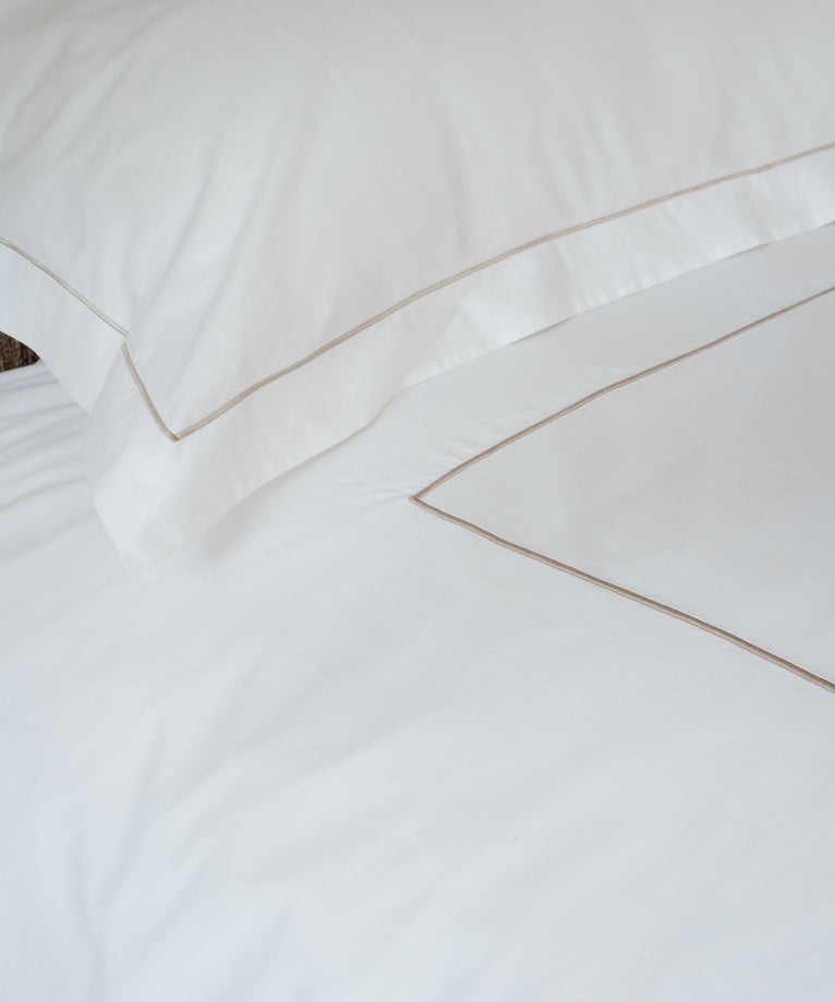 Duvet Cover Set Egyptian Cotton Percale 400TC | Carmel White