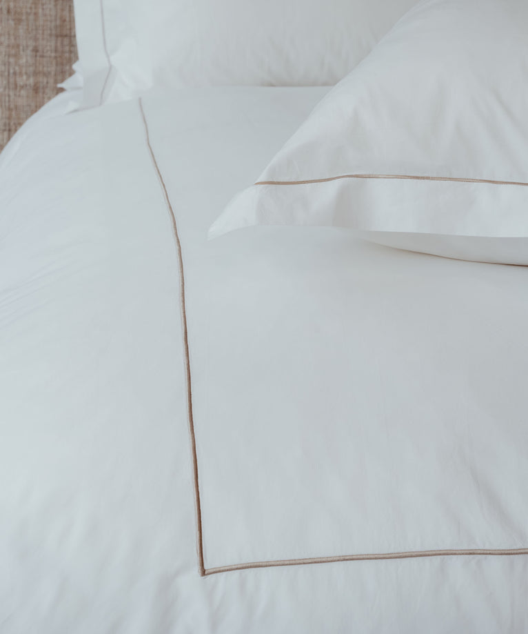 Duvet Cover Set & Fitted Sheet Percale Carmel White