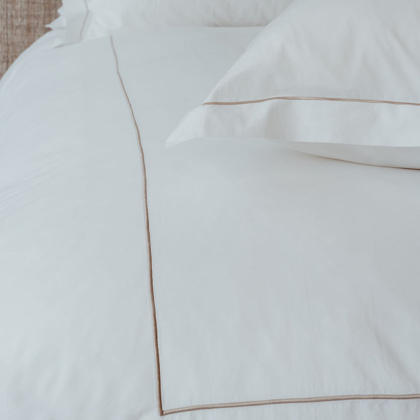 Duvet Cover Set & Fitted Sheet Percale Carmel White