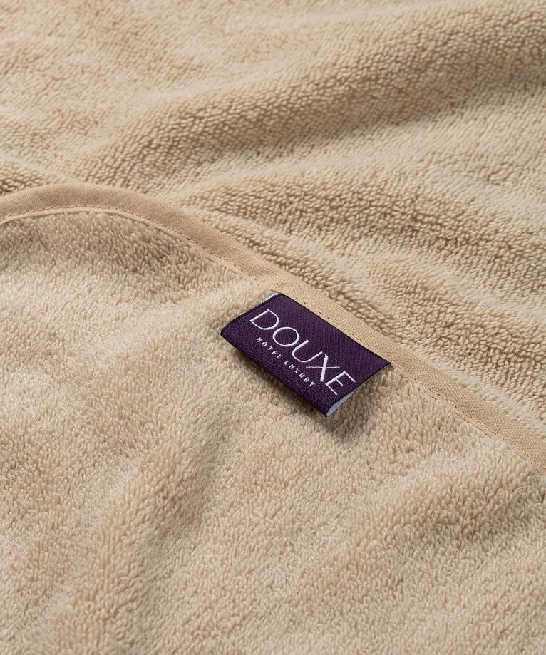 Baby Hooded Towel zero-twist cotton with embroidery | Latte