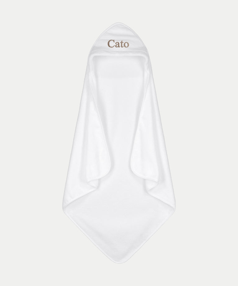 Badcape Baby zero-twist katoen met borduursel | Wit