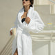 Bathrobe zero-twist cotton with embroidery | White