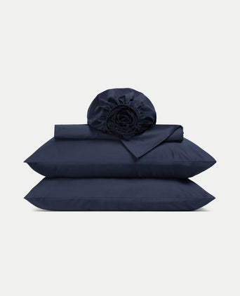 Duvet Cover Set & Fitted Sheet Sateen Harbour Blue