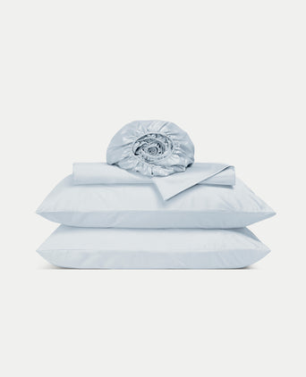 Duvet Cover Set & Fitted Sheet Sateen Pastel Blue