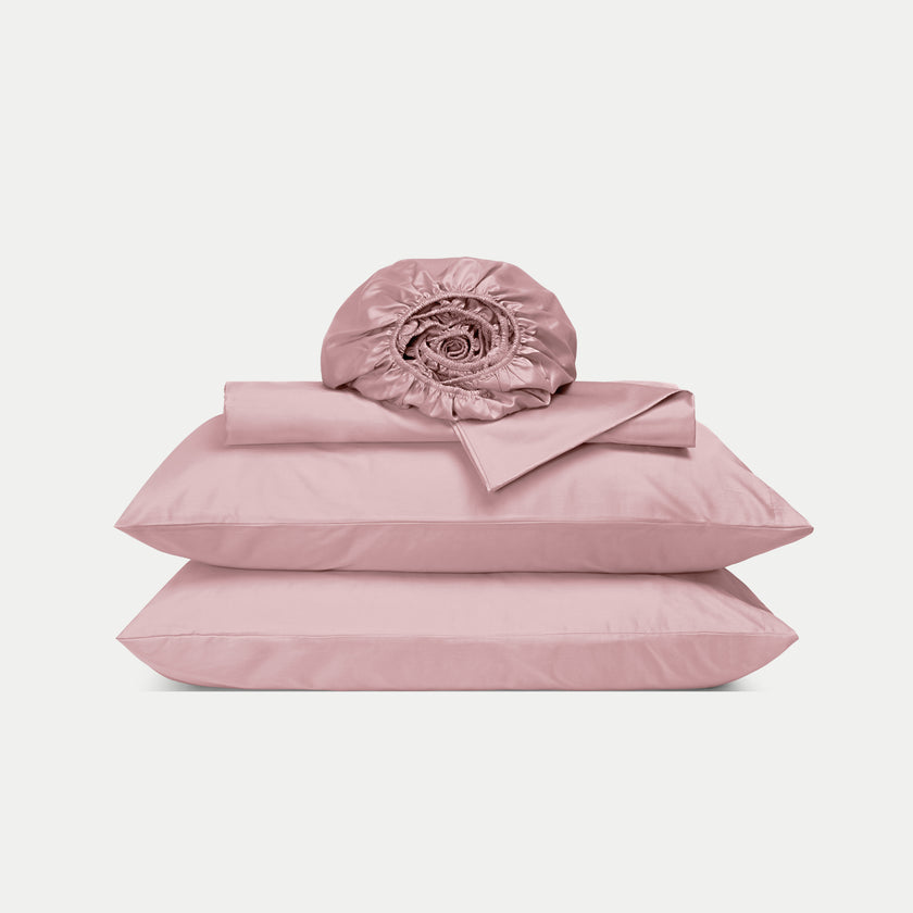 Duvet Cover Set & Fitted Sheet Egyptian Cotton Sateen | Blush Pink