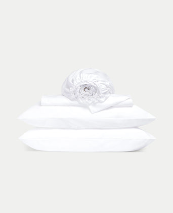 Duvet Cover Set & Fitted Sheet Sateen White