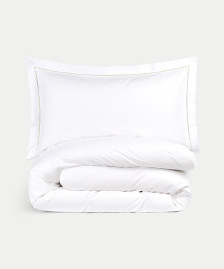 Duvet Cover Set Egyptian Cotton Percale 400TC | Carmel White