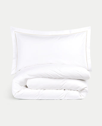Duvet Cover Set Egyptian Cotton Percale 400TC | Carmel White