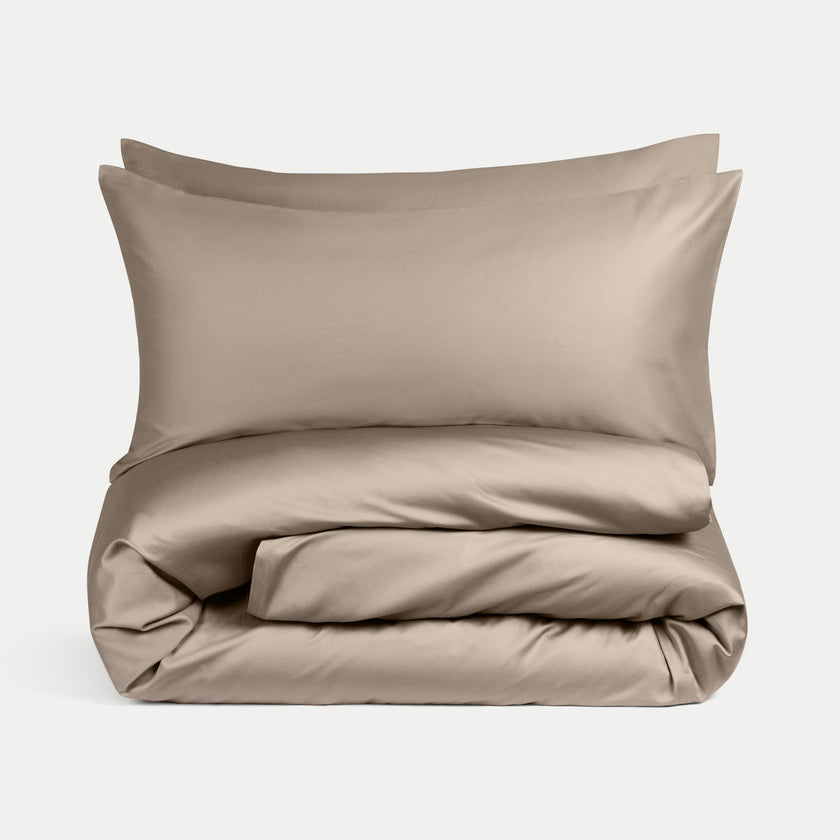 Duvet Cover Set & Fitted Sheet Egyptian Cotton Sateen | Champagne