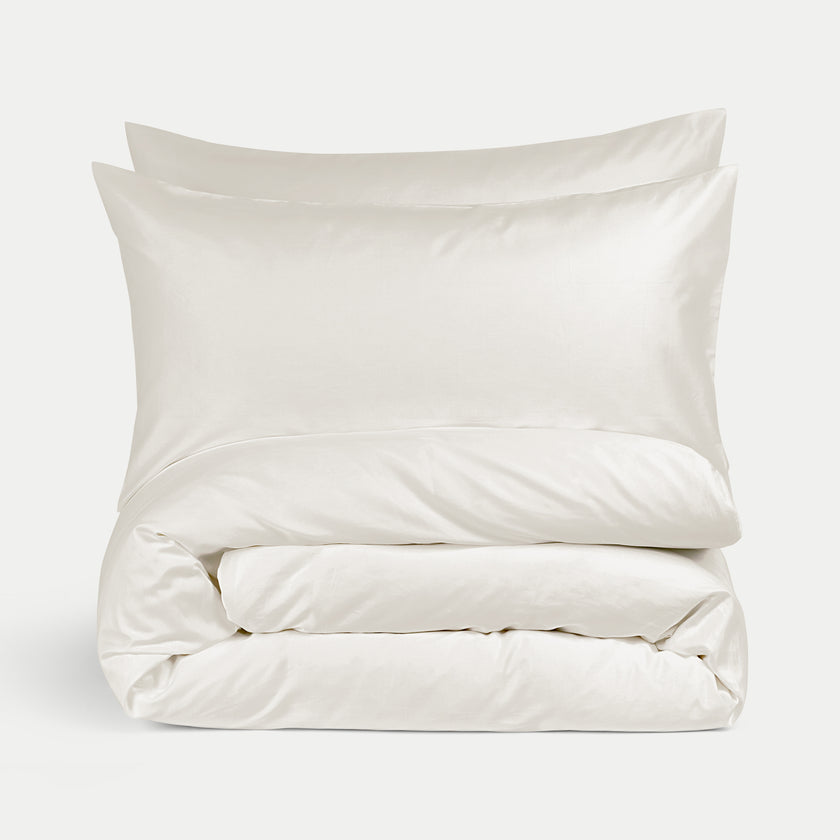 Duvet Cover Set & Fitted Sheet Egyptian Cotton Sateen | Cream