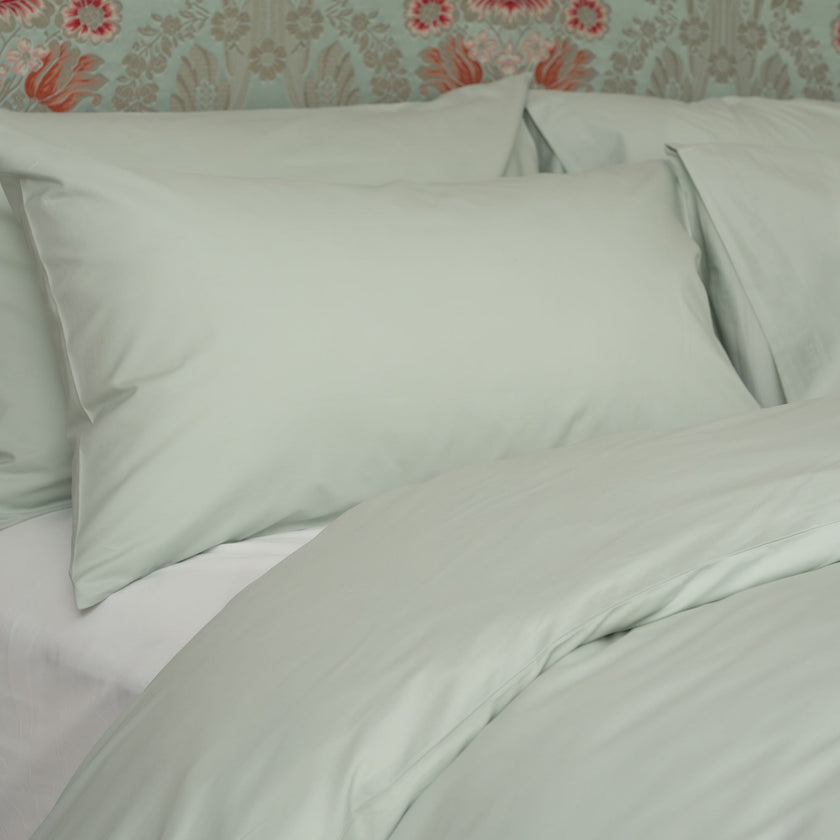 Set of 2 Pillowcases Egyptian Cotton 400TC Percale | Pastel Green