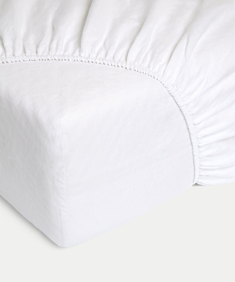 Duvet Cover Set & Fitted Sheet Washed Linen White