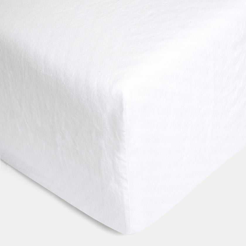 Duvet Cover Set & Fitted Sheet Washed Linen White
