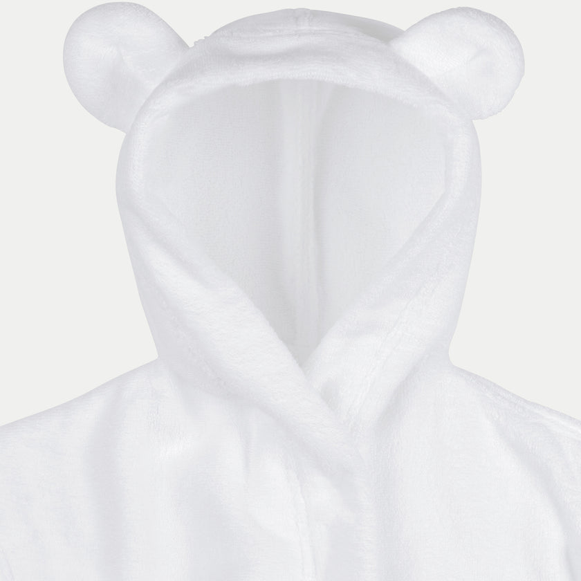 Bathrobe Kids zero-twist cotton with embroidery | White