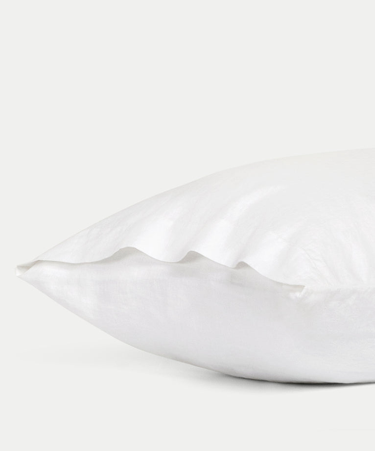 Set of 2 Pillowcases 100% Washed Linen | White