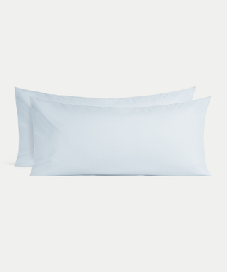 Set of 2 Pillowcases Egyptian Cotton 400TC Percale | Pastel Blue