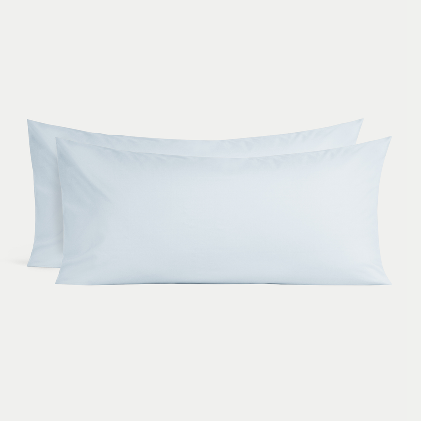 Set of 2 Pillowcases Egyptian Cotton 400TC Percale | Pastel Blue