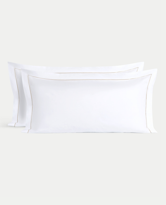 Set of 2 Pillowcases Egyptian Cotton Percale 400TC | Carmel White
