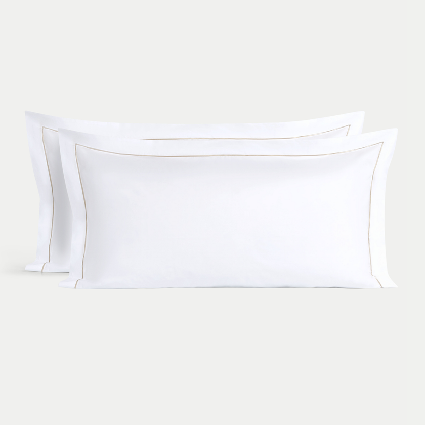 Set of 2 Pillowcases Egyptian Cotton Percale 400TC | Carmel White