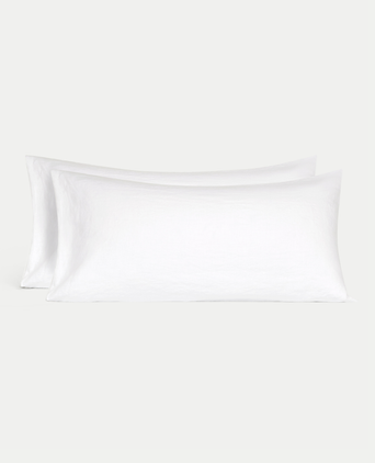 Set of 2 Pillowcases 100% Washed Linen | White
