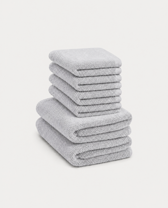 Gastendoekje zero-twist katoen 30x30 cm (4 st.) + 40x60 cm (2 st.) | Zilvergrijs